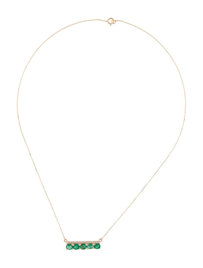 14K Emerald & Diamond Bar Pendant