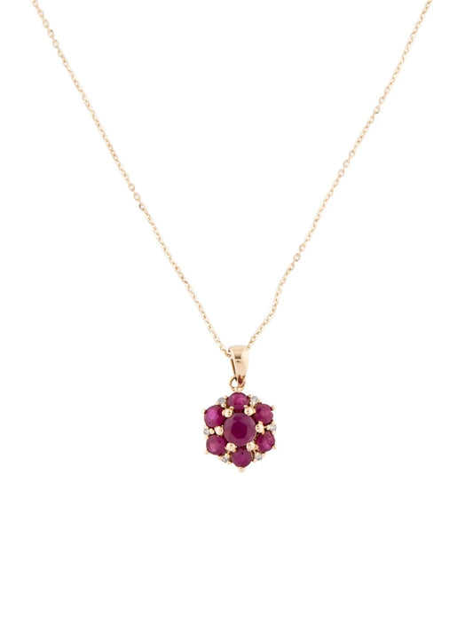 14K Ruby & Diamond Pendant Necklace