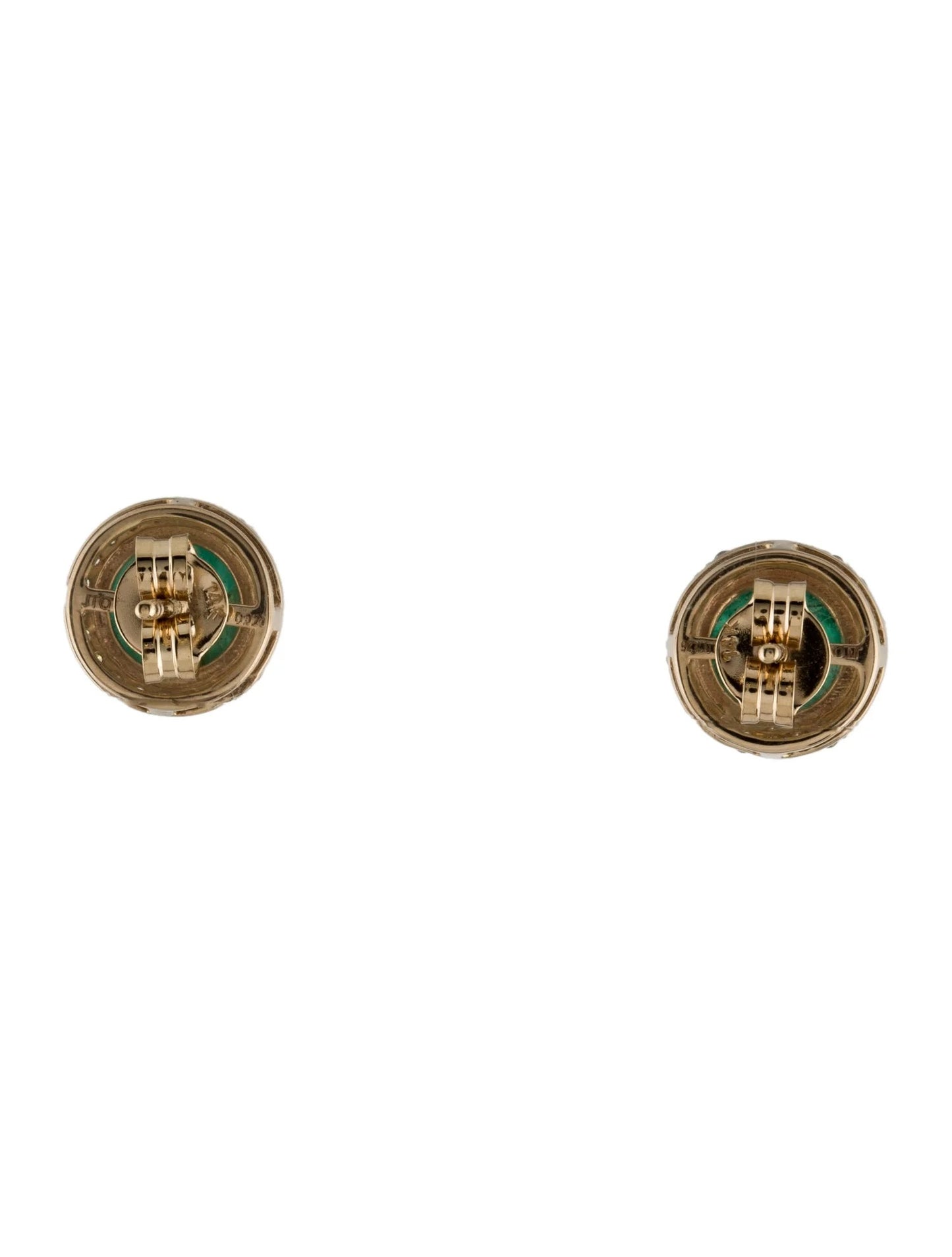 14K Emerald & Diamond Stud Earrings