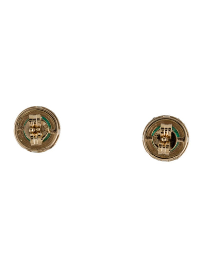 14K Emerald & Diamond Stud Earrings
