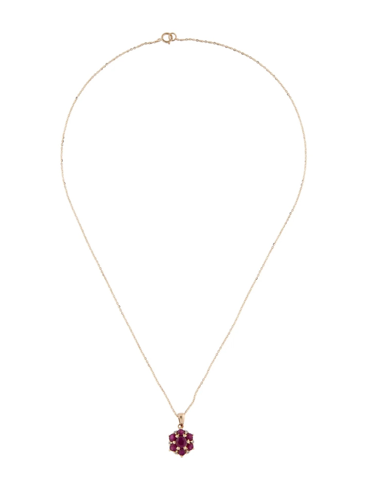 14K Ruby & Diamond Pendant Necklace