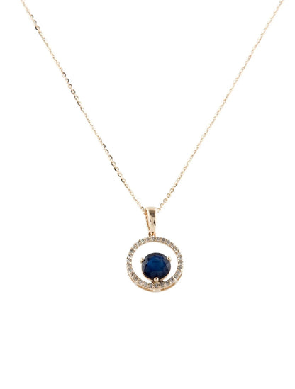 14K Sapphire & Diamond Pendant Necklace