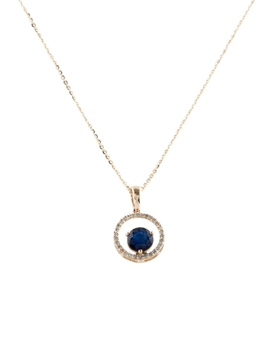 14K Sapphire & Diamond Pendant Necklace