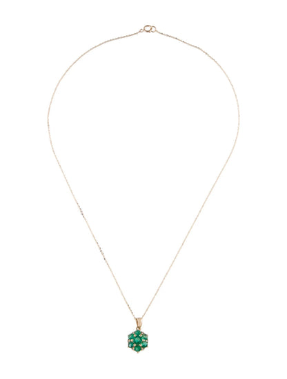 14K Emerald & Diamond Pendant Necklace