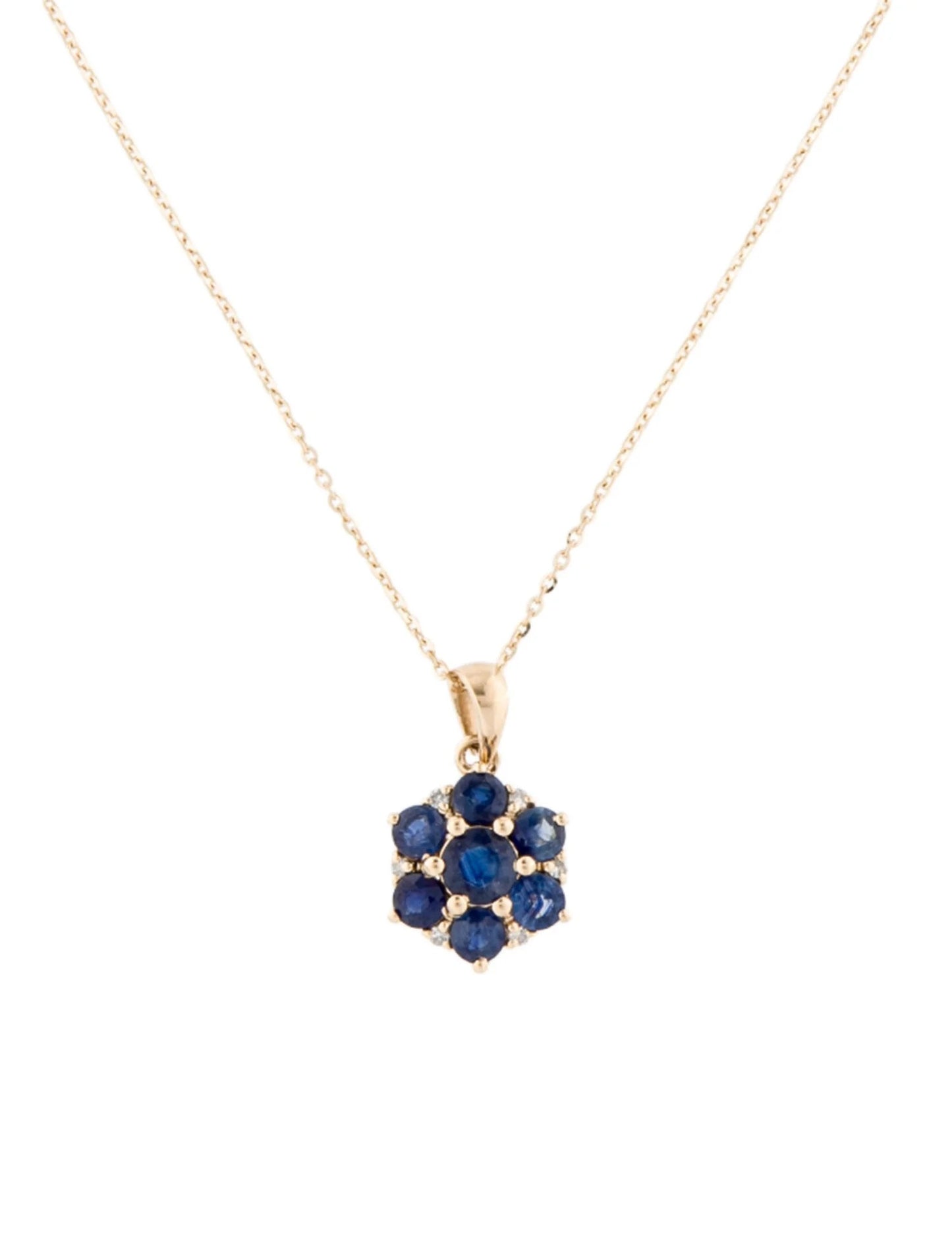 14K Sapphire Flower Pendant Necklace