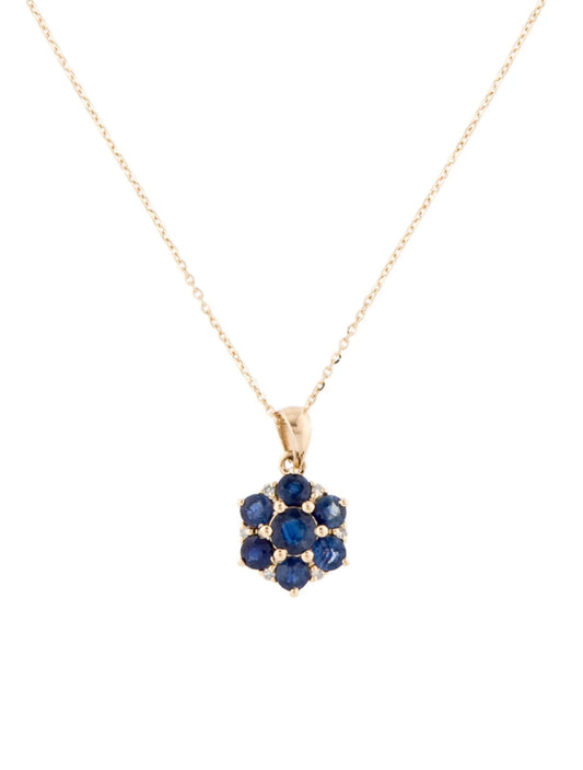 14K Sapphire Flower Pendant Necklace