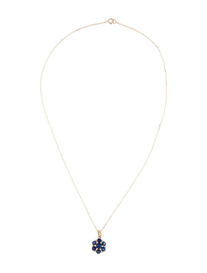 14K Sapphire Flower Pendant Necklace