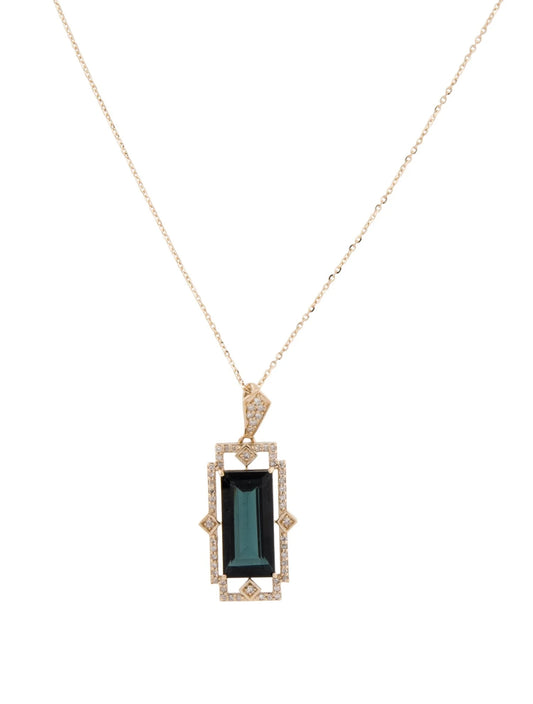 14K Tourmaline & Diamond Pendant Necklace