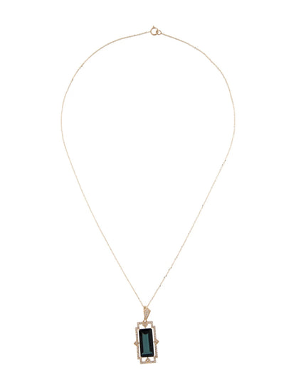 14K Tourmaline & Diamond Pendant Necklace