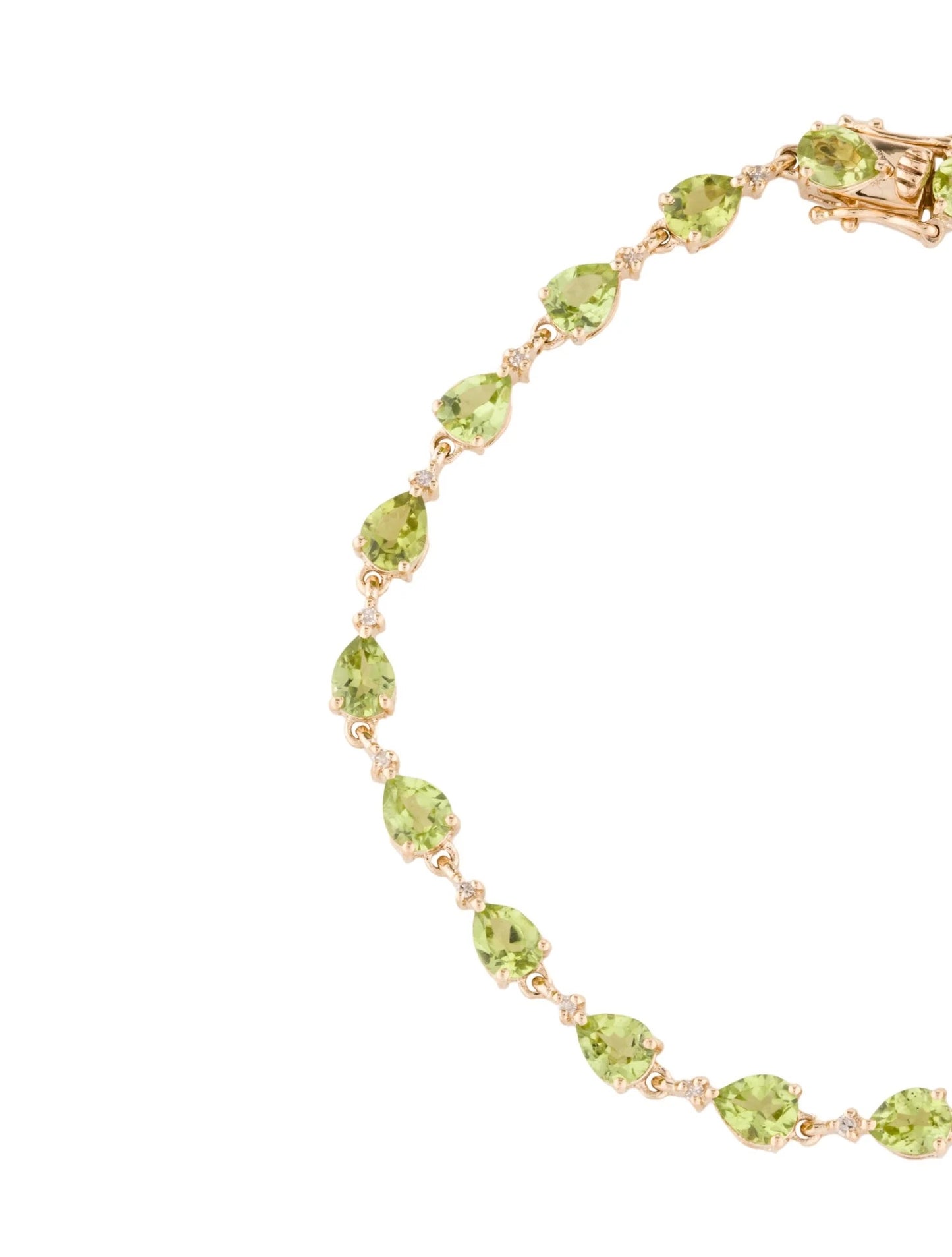 14K 6.82ctw Peridot & Diamond Link Bracelet