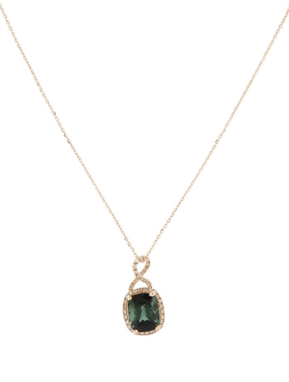 14K Tourmaline & Diamond Pendant Necklace