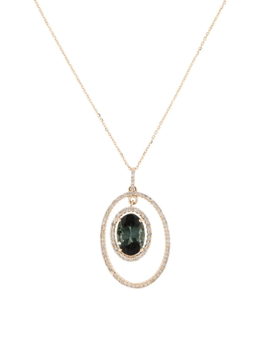 14K Tourmaline & Diamond Pendant Necklace