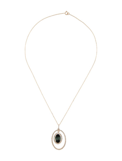 14K Tourmaline & Diamond Pendant Necklace