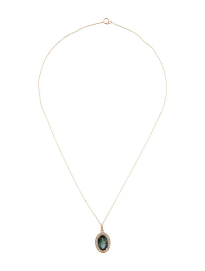 14K Tourmaline & Diamond Pendant Necklace