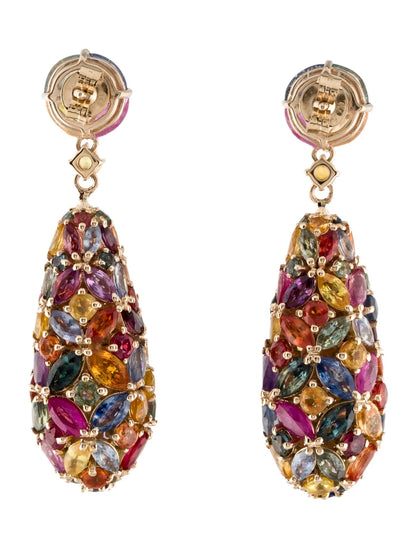 14K Ruby & Sapphire Drop Earrings