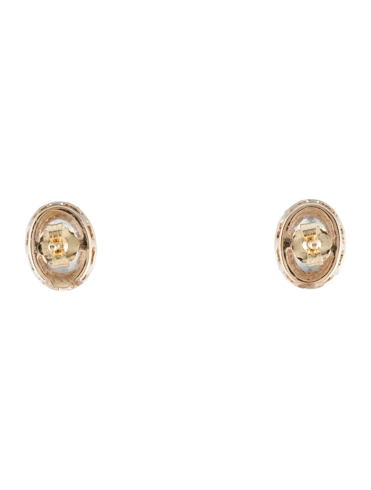 14K Aquamarine & Diamond Stud Earrings