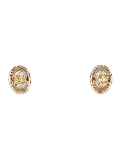 14K Aquamarine & Diamond Stud Earrings