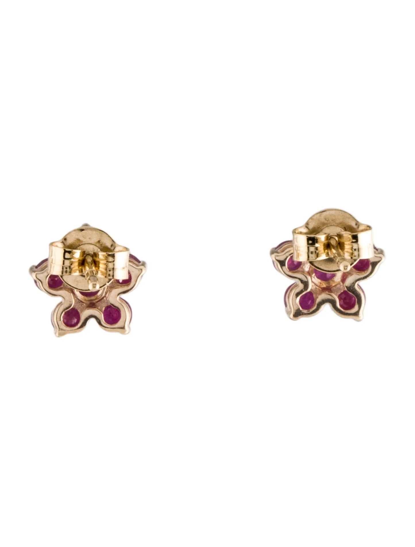 14K Ruby Cluster Stud Earrings