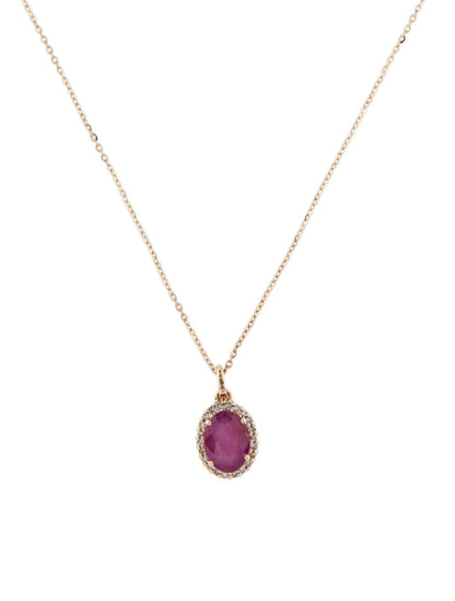14K 1.70ct Ruby & Diamond Pendant Necklace