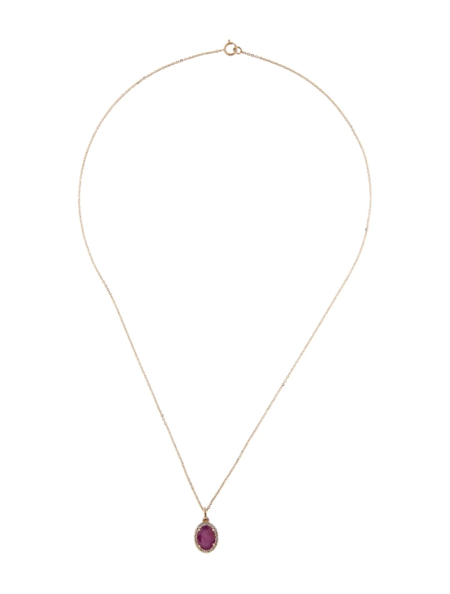 14K 1.70ct Ruby & Diamond Pendant Necklace