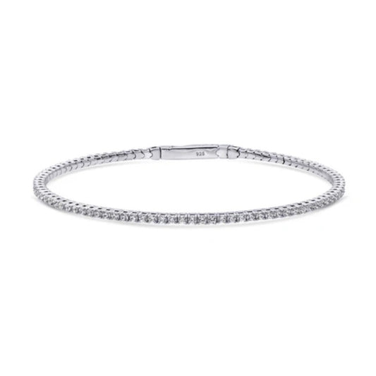 Flexible CZ Bangle in Sterling Silver