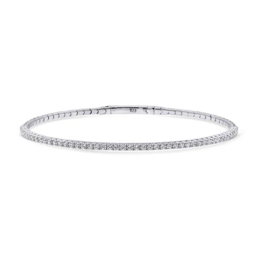 Flexible CZ Bangle in Sterling Silver