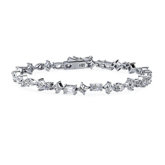 Cluster CZ Statement Tennis Bracelet in Sterling Silver