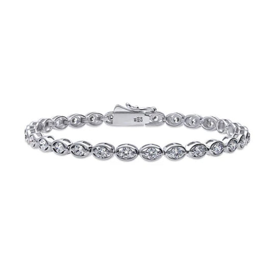 East-West CZ Statement Tennis Bracelet in Sterling Silver