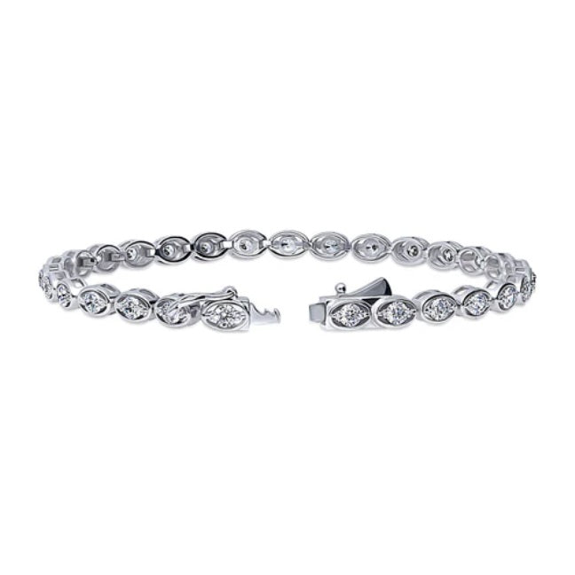 East-West CZ Statement Tennis Bracelet in Sterling Silver