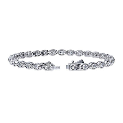 East-West CZ Statement Tennis Bracelet in Sterling Silver