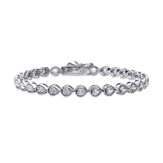 East-West Pear CZ Statement Tennis Bracelet in Sterling Silver