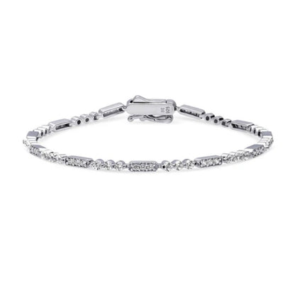 Art Deco Milgrain CZ Chain Bracelet in Sterling Silver