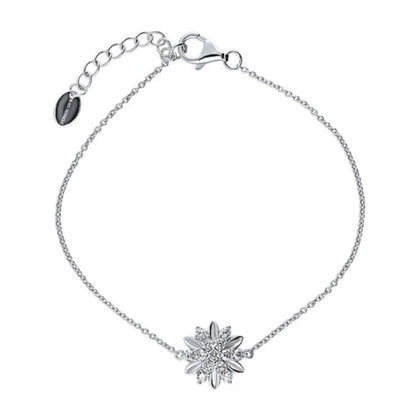 Flower CZ Chain Bracelet in Sterling Silver