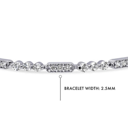 Art Deco Milgrain CZ Chain Bracelet in Sterling Silver