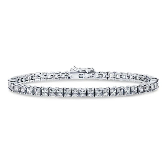 Princess CZ Statement Tennis Bracelet in Sterling Silver