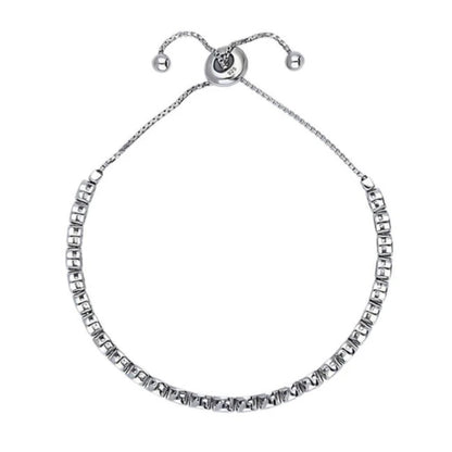 Bubble Bar Bezel Set CZ Statement Tennis Bracelet in Sterling Silver