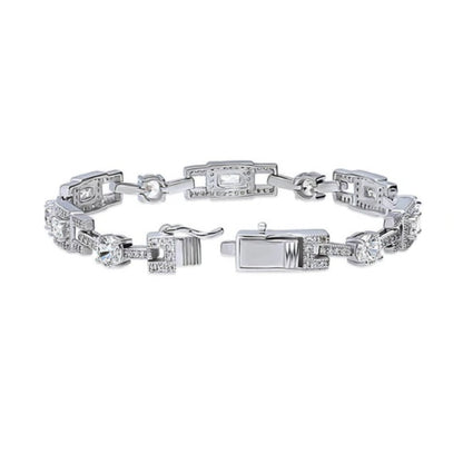 Art Deco CZ Chain Bracelet in Sterling Silver