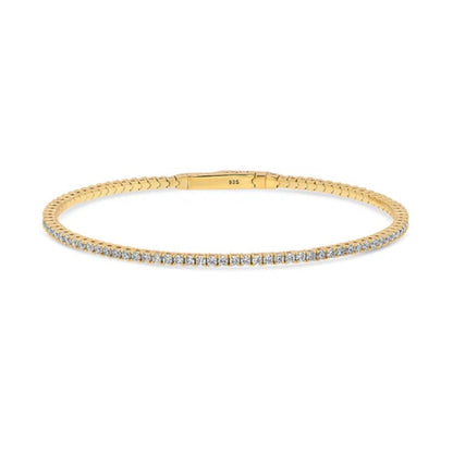 Flexible CZ Bangle in Gold Flashed Sterling Silver