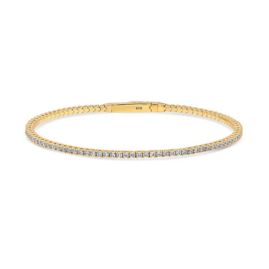 Flexible CZ Bangle in Gold Flashed Sterling Silver