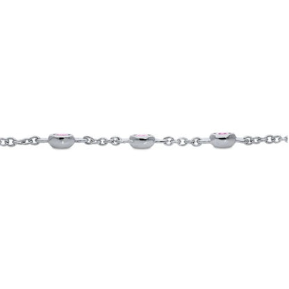 Pink CZ by the Yard Station Bracelet in Sterling Silver