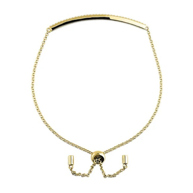 Bar CZ Chain Bracelet in Gold Flashed Sterling Silver