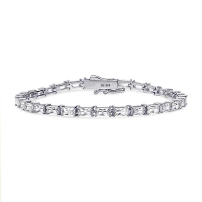 Baguette CZ Statement Tennis Bracelet in Sterling Silver
