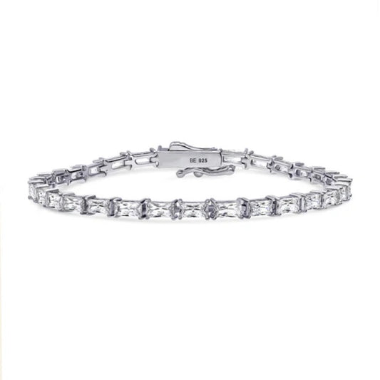 Baguette CZ Statement Tennis Bracelet in Sterling Silver