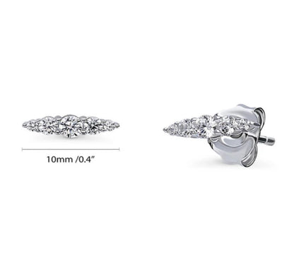 Bar CZ Stud Earrings in Sterling Silver