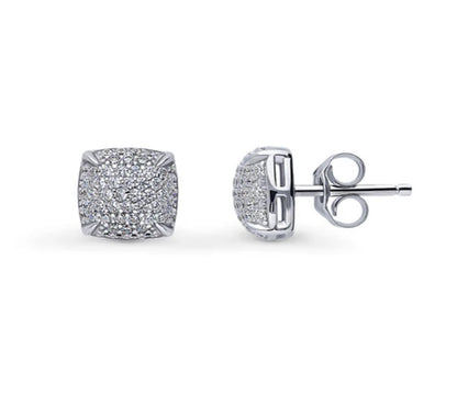 Square CZ Stud Earrings in Sterling Silver