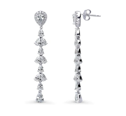 Teardrop CZ Statement Chandelier Earrings in Sterling Silver