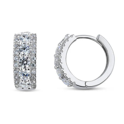 5-Stone CZ Small Huggie Earrings in Sterling Silver 0.53"