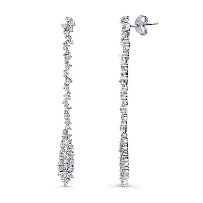 Cluster Teardrop CZ Dangle Earrings in Sterling Silver