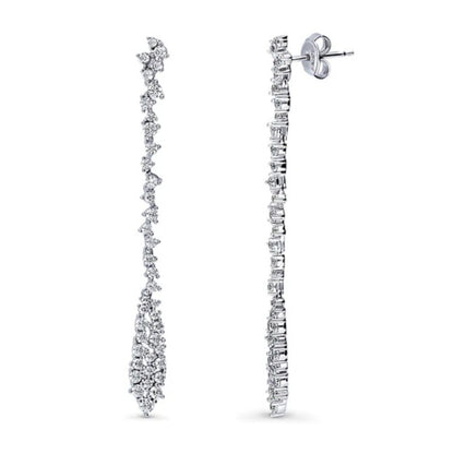 Cluster Teardrop CZ Dangle Earrings in Sterling Silver