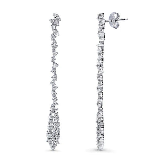 Cluster Teardrop CZ Dangle Earrings in Sterling Silver